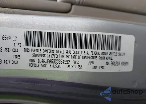 2012 Jeep Grand Cherokee Laredo from USA, damaged, VIN 1C4RJEAG3CC354997